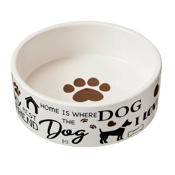 White Ceramic Bowl - Home Is Where The Dog is