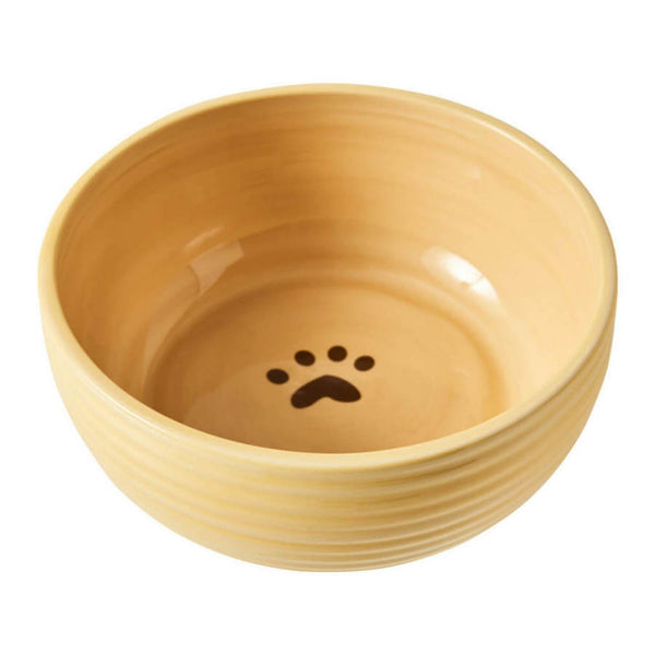 two- Cream Paw Ceramic Bowl